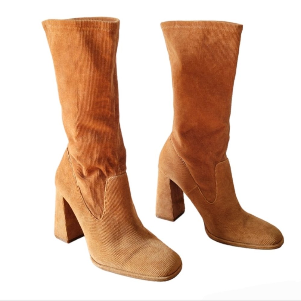 Zara Corduroy High Heel Ankle Boots Size 41. - Picture 7 of 13